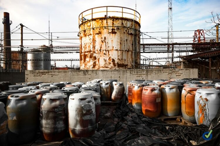 barrel containing much hazardous waste in a firm