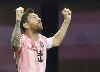 Atlanta (United States), 19/06/2025.- Lionel Messi of Inter Miami celebrates after scoring during the FIFA Club World Cup 2025 match between Inter Miami and Porto in Atlanta, Georgia, USA, 19 June 2025. (Mundial de Fútbol) EFE/EPA/ERIK S. LESSER