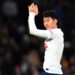London (United Kingdom), 21/11/2021.- Tottenham's Son Heung-min applauds fans after the English Premier League soccer match between Tottenham Hotspur and Leeds United in London, Britain, 21 November 2021. (Reino Unido, Londres) EFE/EPA/FACUNDO ARRIZABALAGA EDITORIAL USE ONLY. No use with unauthorized audio, video, data, fixture lists, club/league logos or 'live' services. Online in-match use limited to 120 images, no video emulation. No use in betting, games or single club/league/player publications