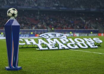 Graz (Austria), 26/11/2024.- The UEFA CL logo and Adidas matchball is seen ahead of the UEFA Champions League match between Sturm Graz and FC Girona in Graz, Austria, 27 November 2024. (Liga de Campeones) EFE/EPA/GINTARE KARPAVICIUTE