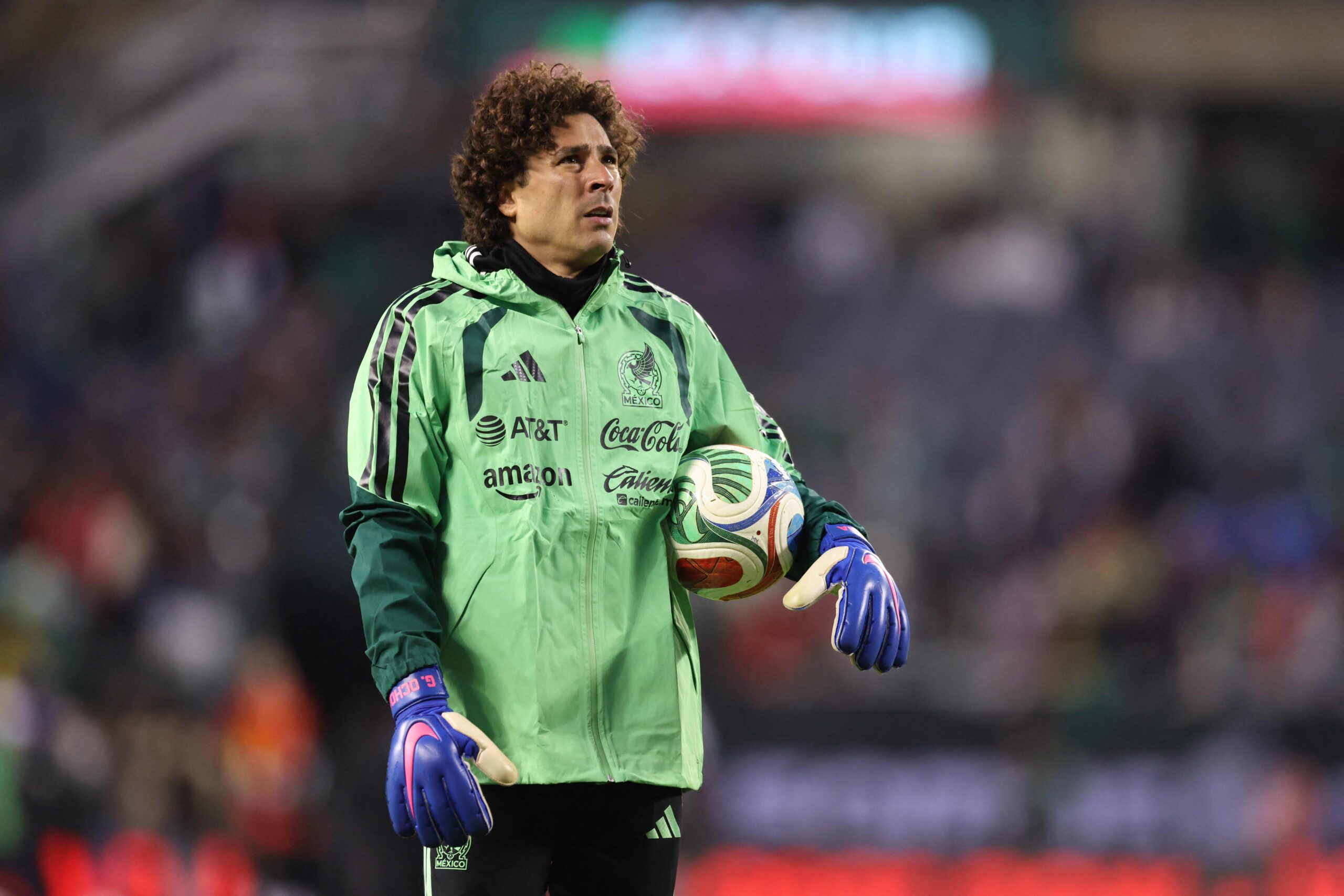 CHICAGO, ILLINOIS - MARCH 31: Guillermo Ochoa #13 of Mexico looks on before a game against Belgium at Soldier Field on March 31, 2026 in Chicago, Illinois.   Geoff Stellfox/Getty Images/AFP (Photo by Geoff Stellfox / GETTY IMAGES NORTH AMERICA / Getty Images via AFP)